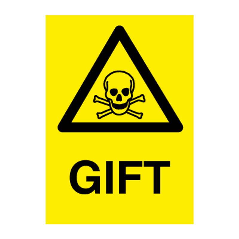 GIFT - Fareskilt med symbol og tekst