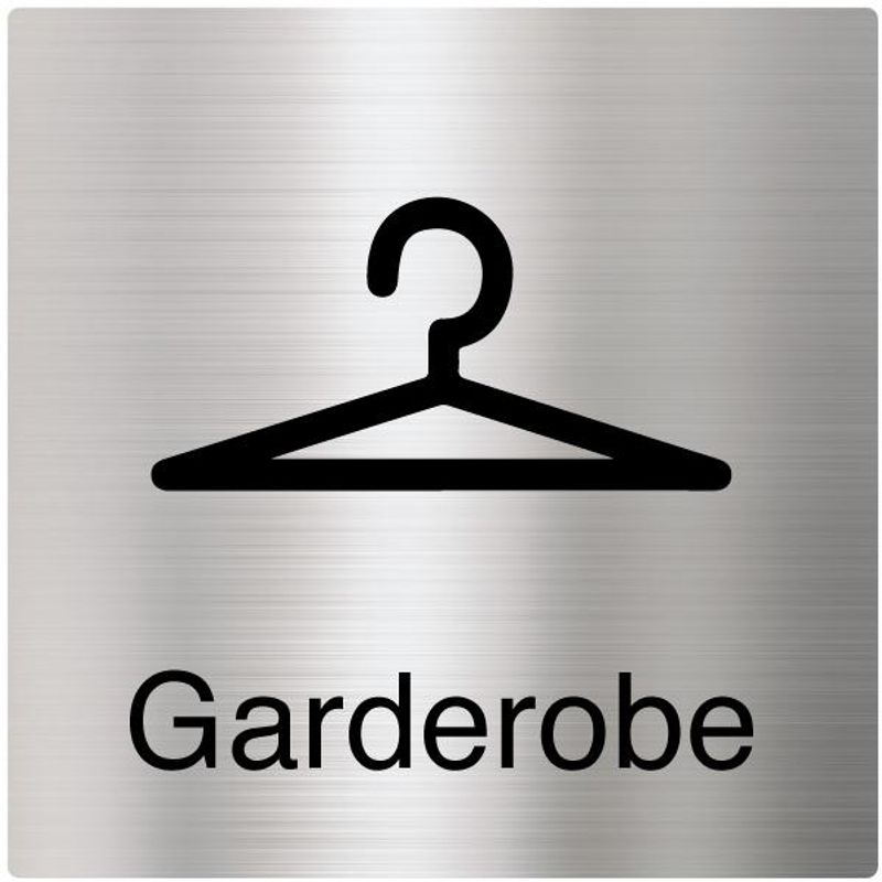 Garderobe - Dørskilt i Børstet Aluminium 150 x 150 mm