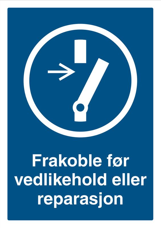 Påbudt med Frakoble før ... - HMS Påbudsskilt - 210 x 297 mm
