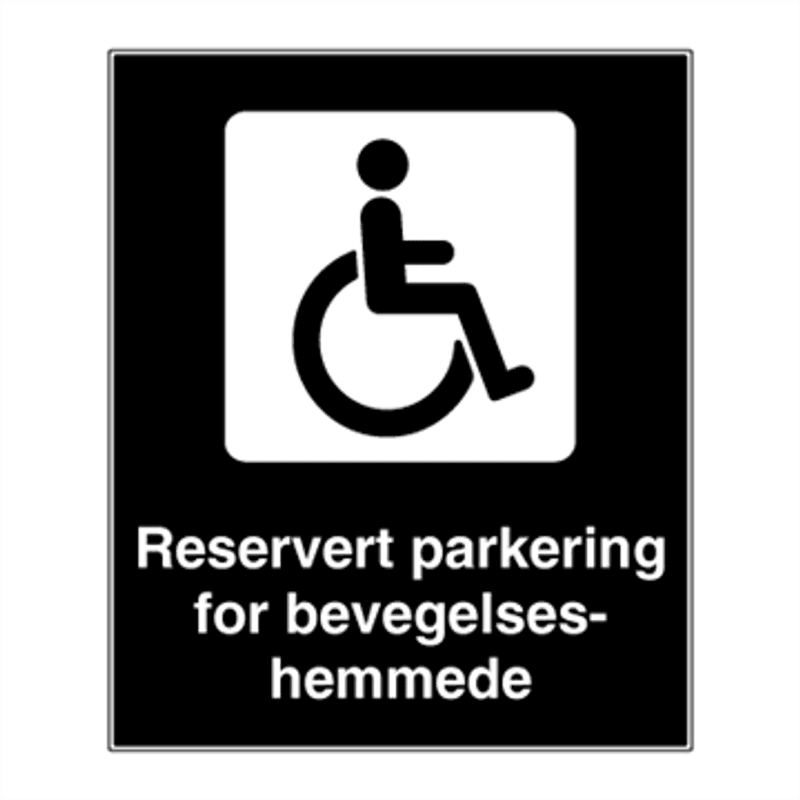 Reservert for Bevegelseshemmede - HC-Parkering Skilt 