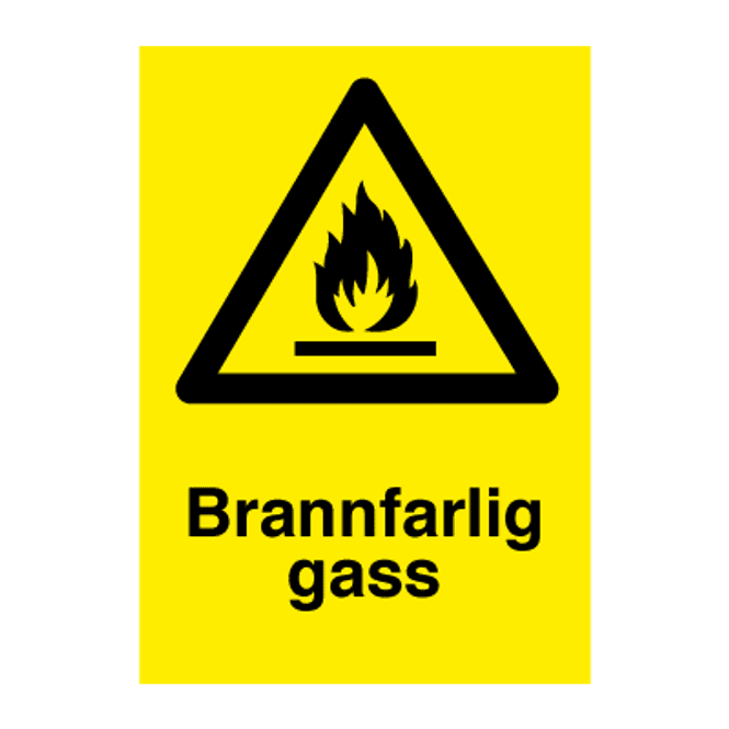 Hovedbilde Brannfarlig gass - Fareskilt med symbol og tekst