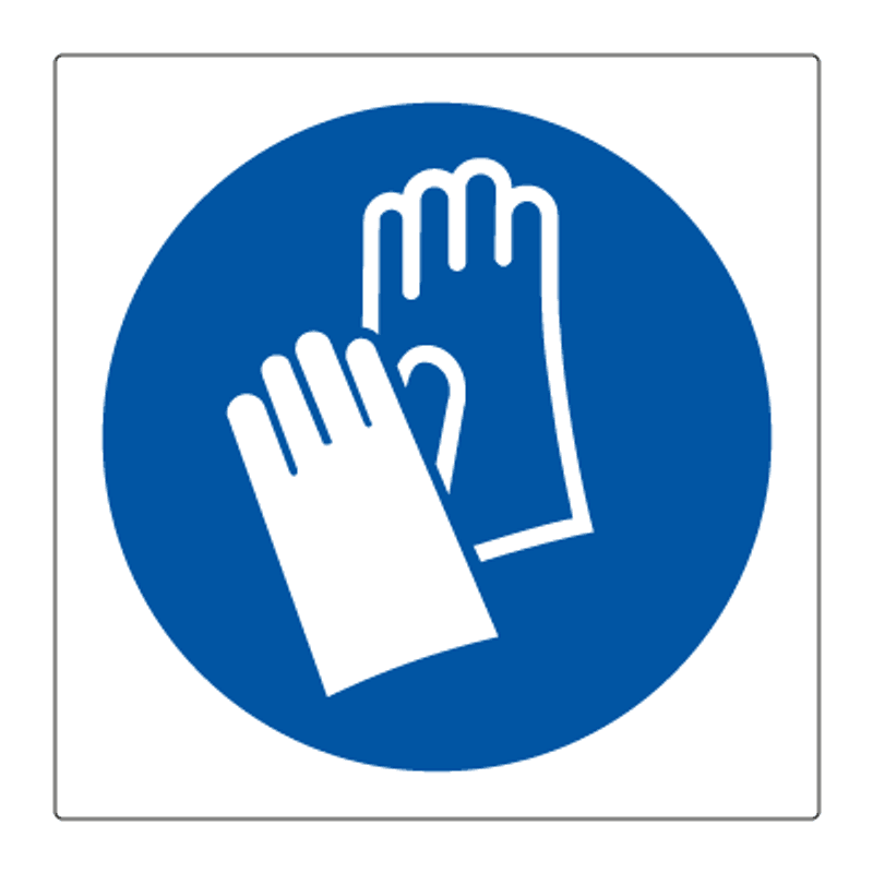 Påbudt med hansker/ håndvern - påbudsskilt med symbol