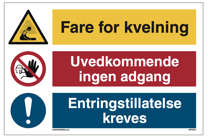 Kvelningsfarlig atmosfære - Fareskilt 450 x 300 mm