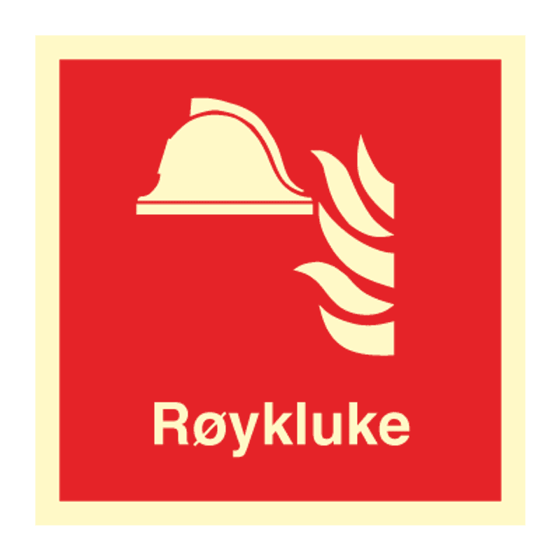 Røykluke - Brannskilt med symbol og tekst