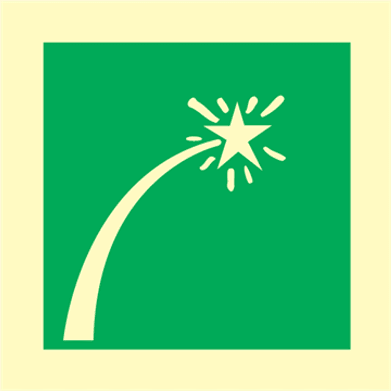 Nødsignal for redningsbåter - IMO skilt med symbol