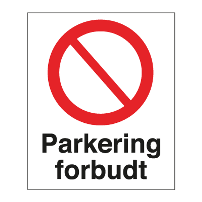 Hovedbilde Parkering forbudt-skilt med symbol og tekst