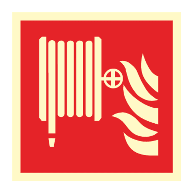 Hovedbilde Brannslange - brannskilt med symbol