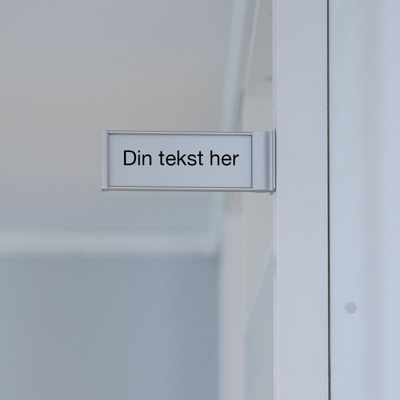 Kontorskilt  med utskiftbar tekst - Flagg 150 x 50 mm