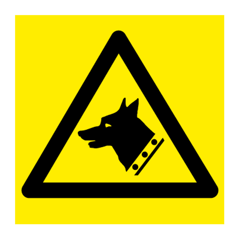 Vokt dem for hunden - fareskilt med symbol