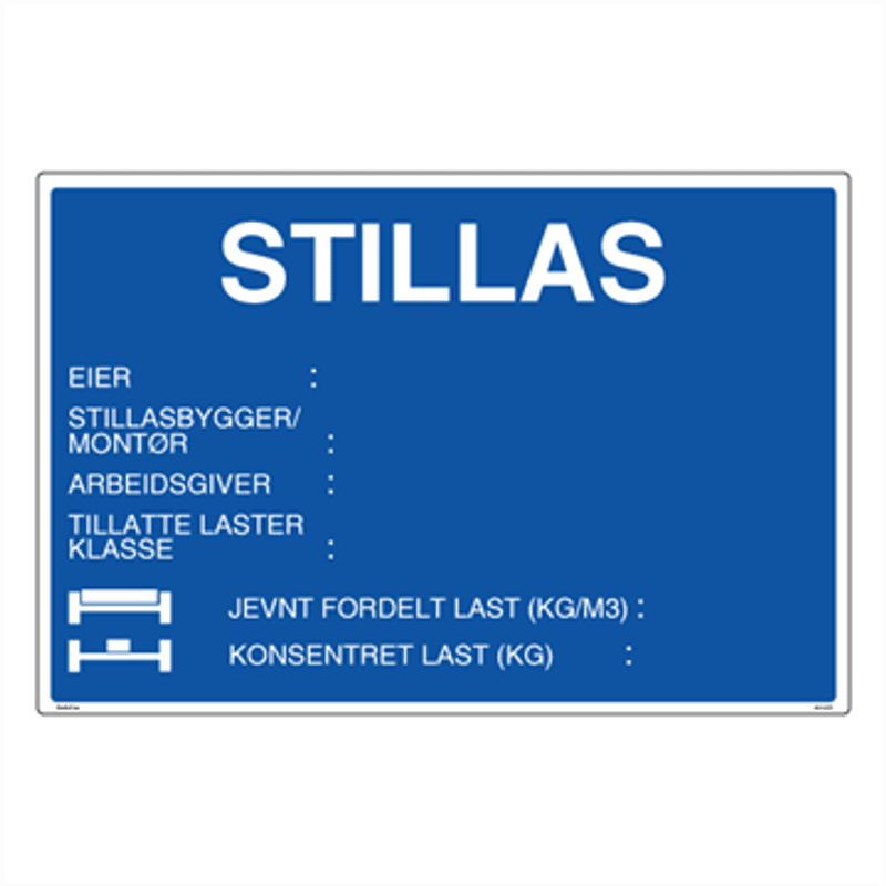 Obligatorisk stillasskilt i aluminium 400x600mm 