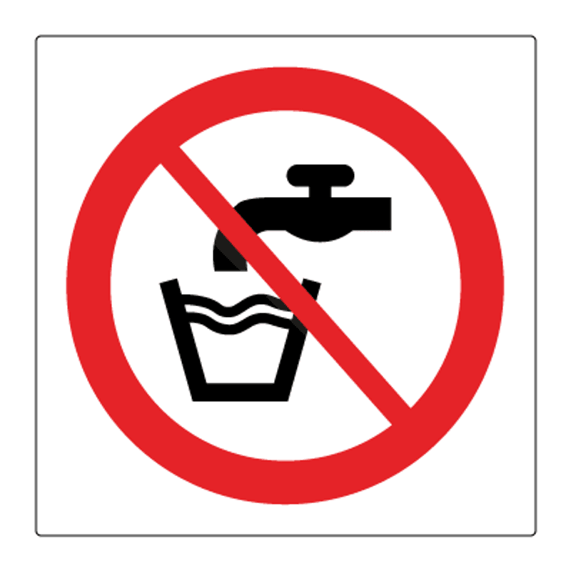 Ikke drikkevann - Forbudsskilt med symbol