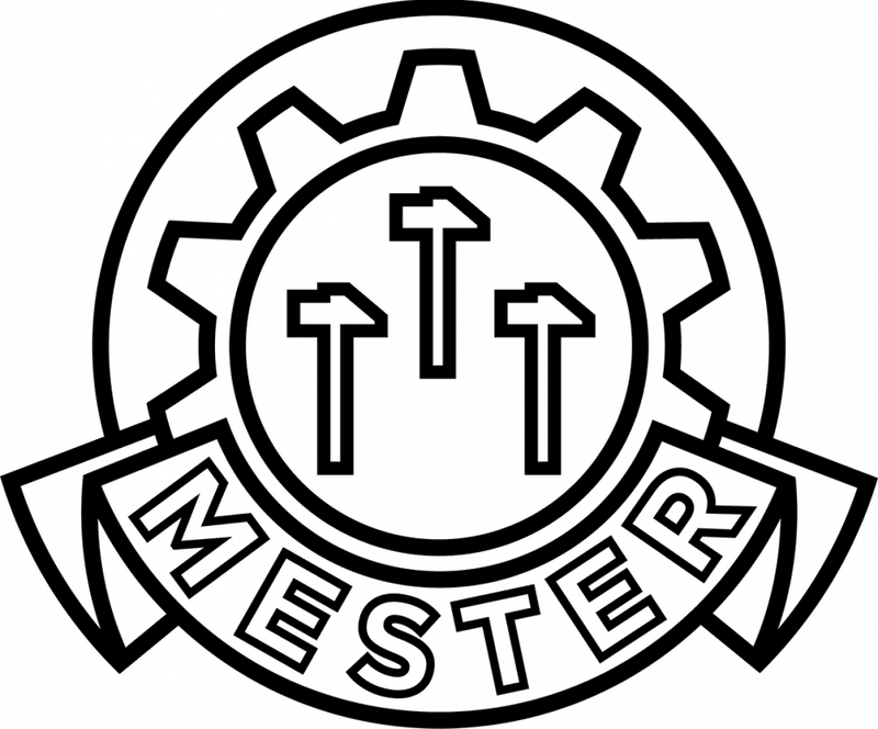 Mestermerke - Klistremerke med symbol og tekst i sort