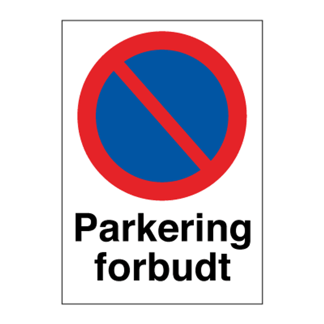 Hovedbilde Parkering Forbudt Skilt- Tekst og symbol