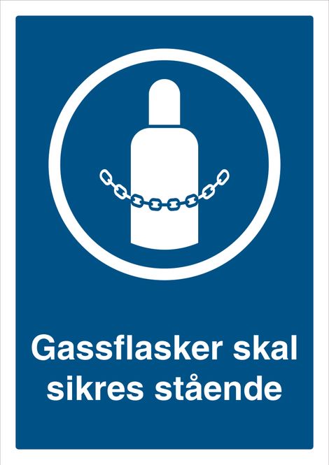 Hovedbilde Påbudt med Sikring av Gasflasker - HMS Påbudsskilt - 210 x 297mm