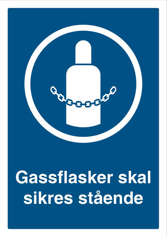 Påbudt med Sikring av Gasflasker - HMS Påbudsskilt - 210 x 297mm