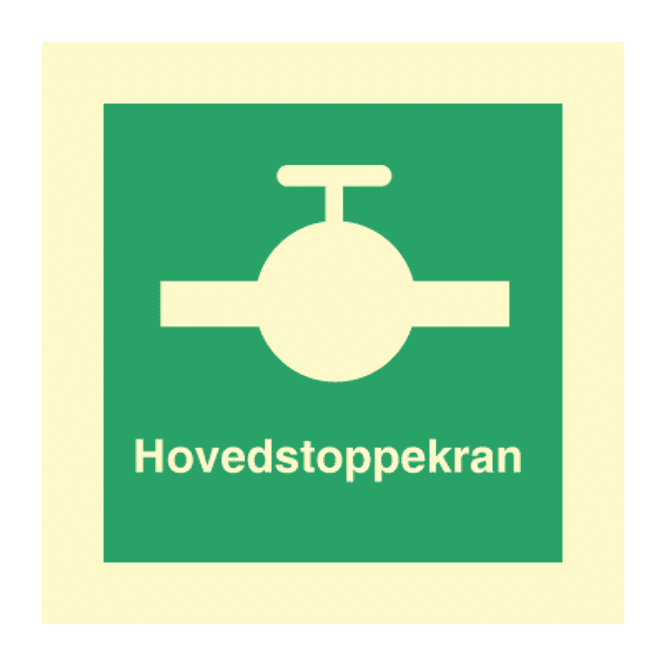 Hovedbilde Hovedstoppekran - Nødskilt med symbol og tekst