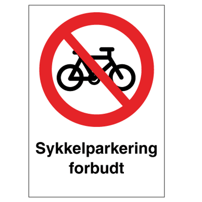 Hovedbilde Sykkelparkering forbudt - Forbudsskilt med symbol og tekst