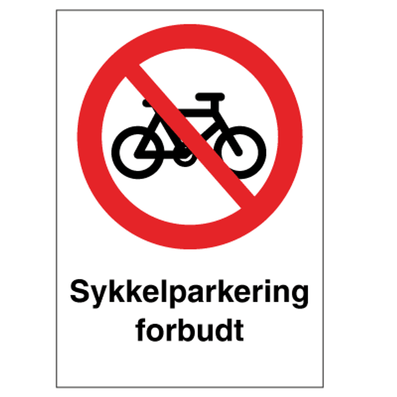 Sykkelparkering forbudt - Forbudsskilt med symbol og tekst