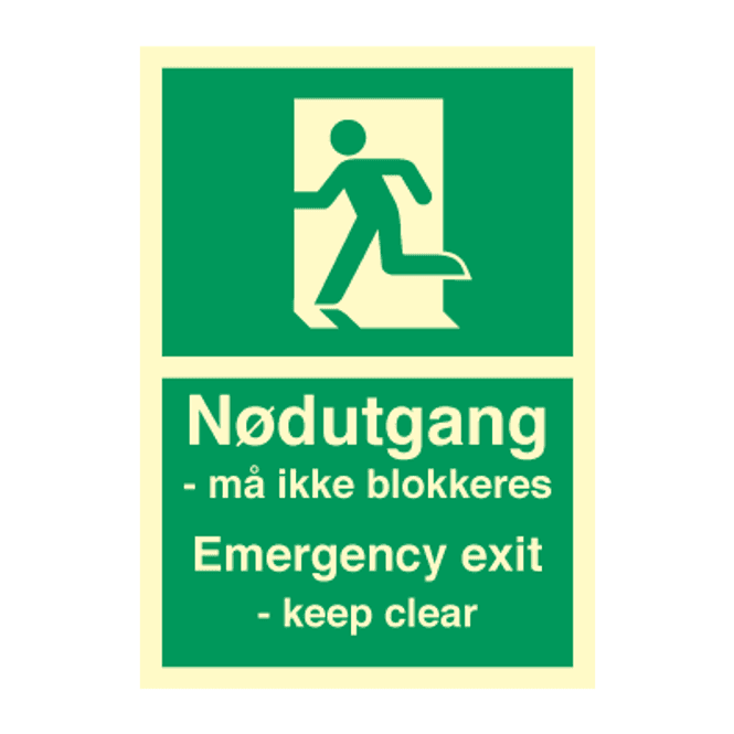 Hovedbilde Nødutgang må ikke blokkeres -  skilt 210 x 297 mm