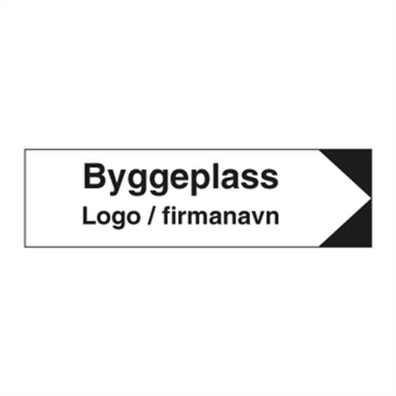 Retningsskilt - Byggeplass til høyre