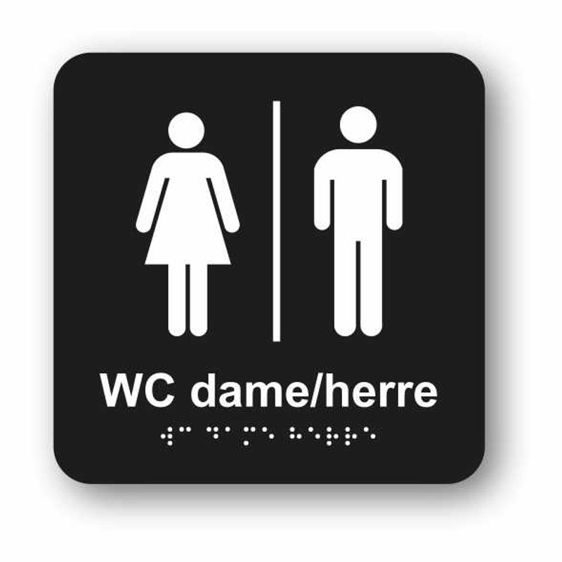 Dame & Herretoalett – Taktilt skilt med Braille 150 x 150 mm