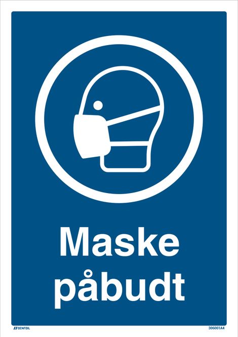 Hovedbilde Påbudt med Maske - HMS Påbudsskilt - 210 x 297 mm