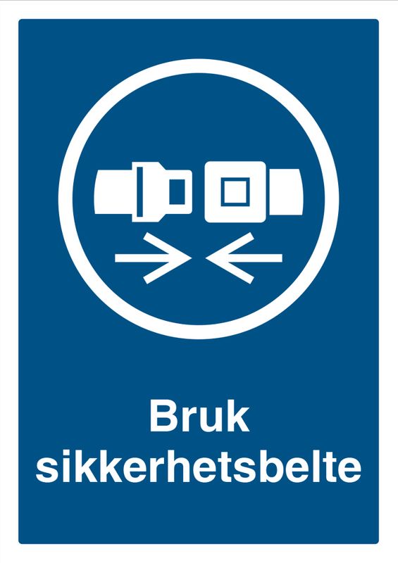 Påbudt med Bruk av Sikkerhetsbelte - HMS Påbudsskilt - 210 x 297