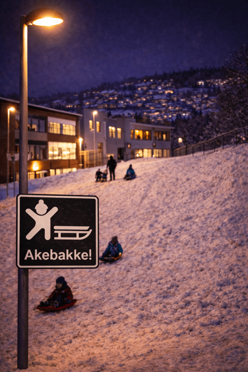 Akebakke - 500 x 500 mm - skilt i reflekterende aluminium 