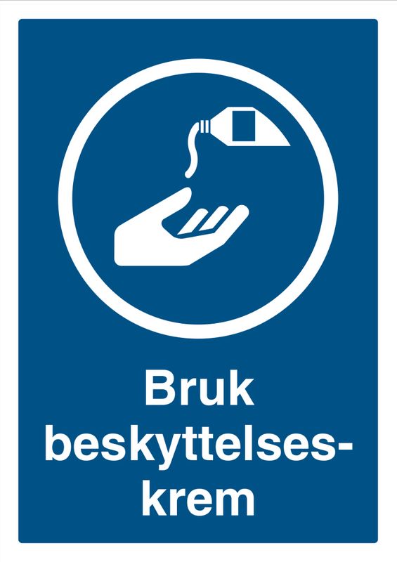 Påbudt med Beskyttelseskrem - HMS Påbudsskilt - 210 x 297 mm