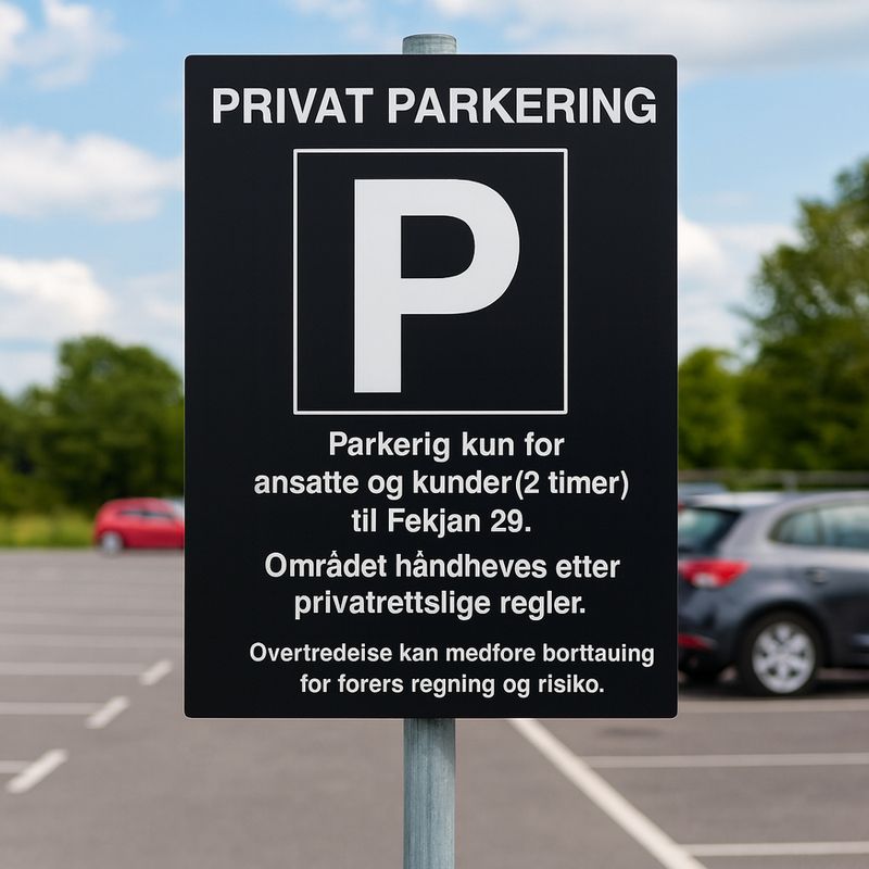 Privat Parkering skilt 600 x 800 mm