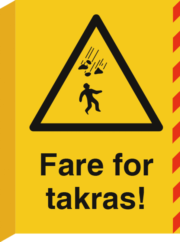 Fare for takras - Tosidig L-skilt 420 x 594 mm