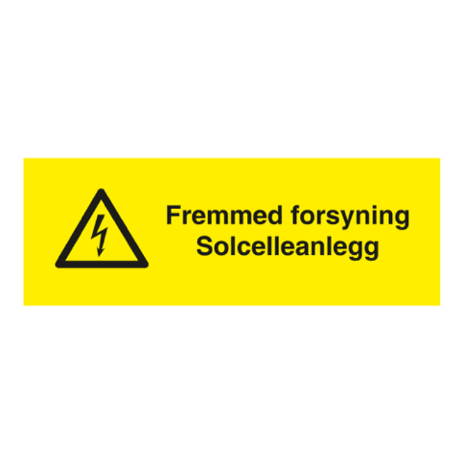 Hovedbilde Fremmed forsyning Solcelleanlegg skilt