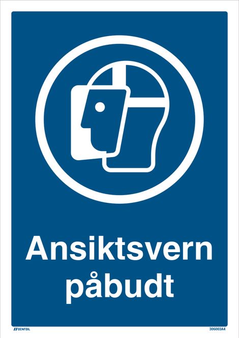 Hovedbilde Påbudt med Ansiktsvern - HMS Påbudsskilt - 210 x 297 mm