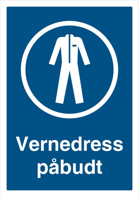Hovedbilde Påbudt med Vernedress - HMS Påbudsskilt - 210 x 297 mm