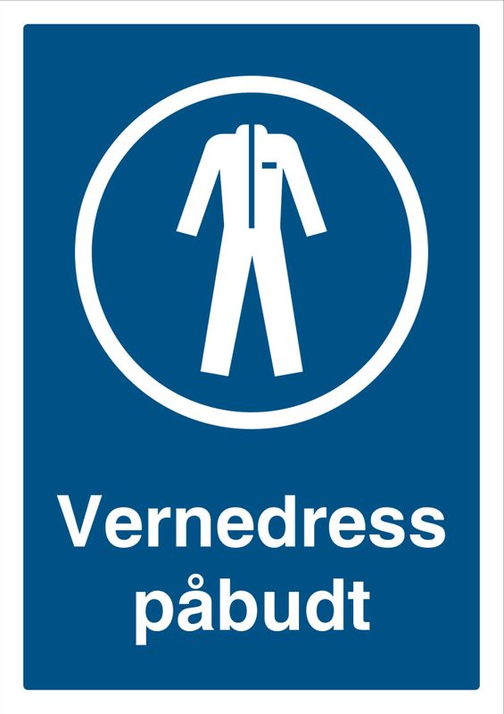 Påbudt med Vernedress - HMS Påbudsskilt - 210 x 297 mm