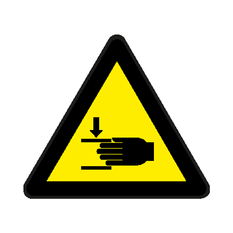 Klemmerisiko, Fare for kvestelse av hånd - fareskilt med symbol