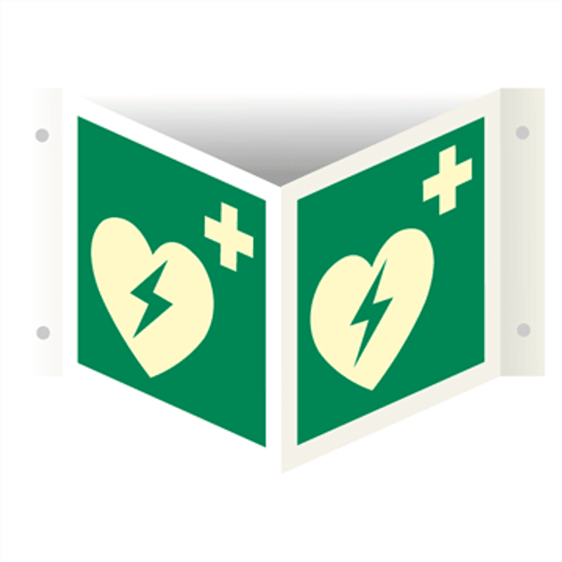 Hjertestarter - skilt med symbol