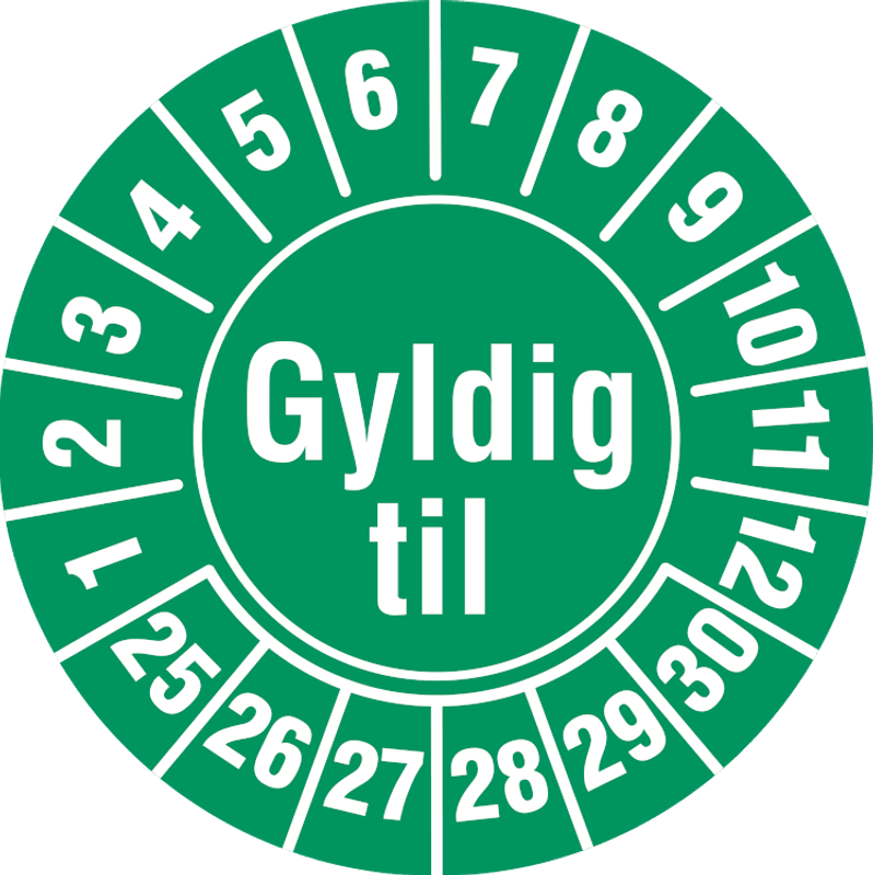 Gyldig til Kontrollmerke - Ø 30 mm (10 stk)